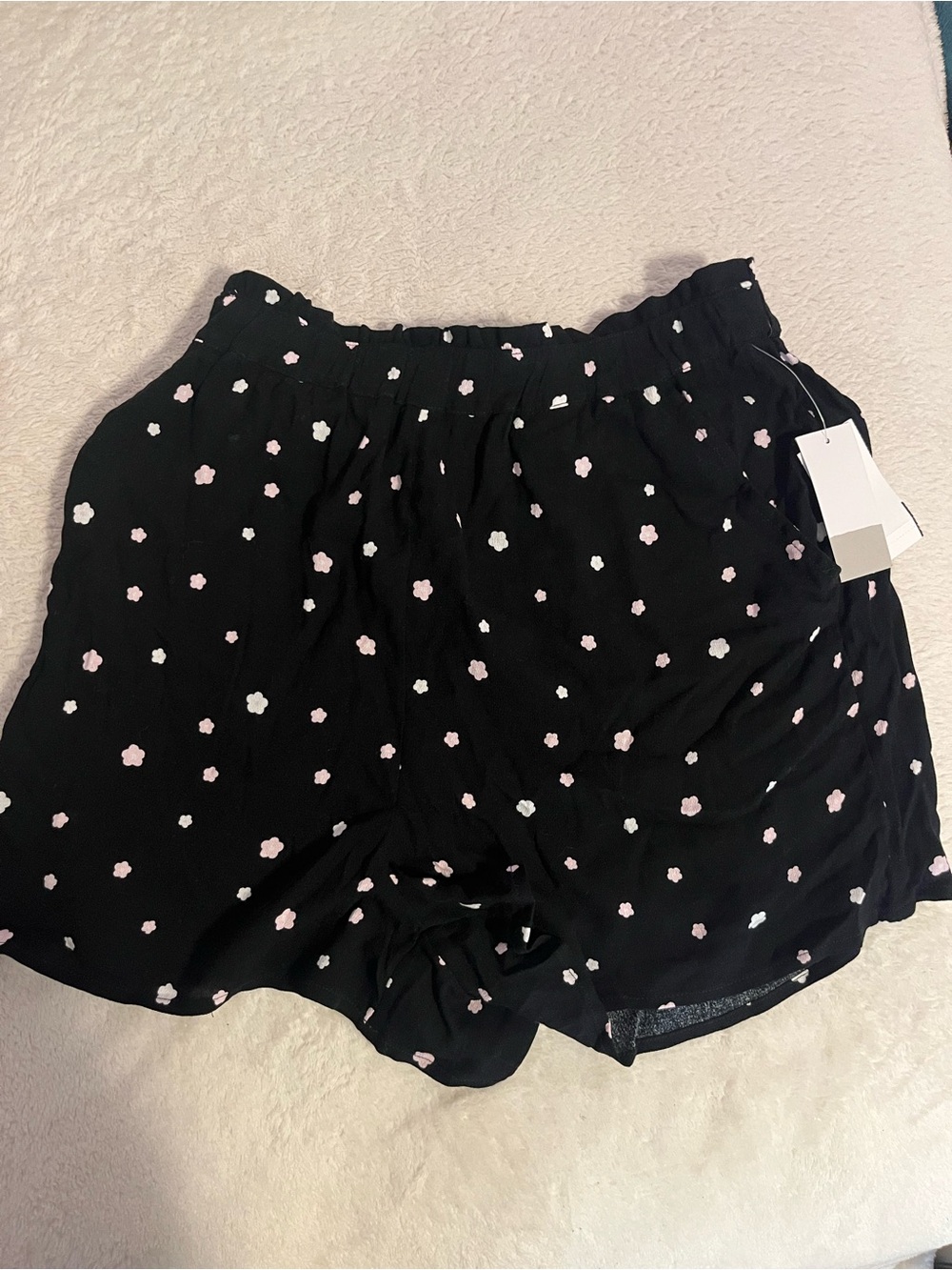 bp Black Floral shorts with Pink & White flowers